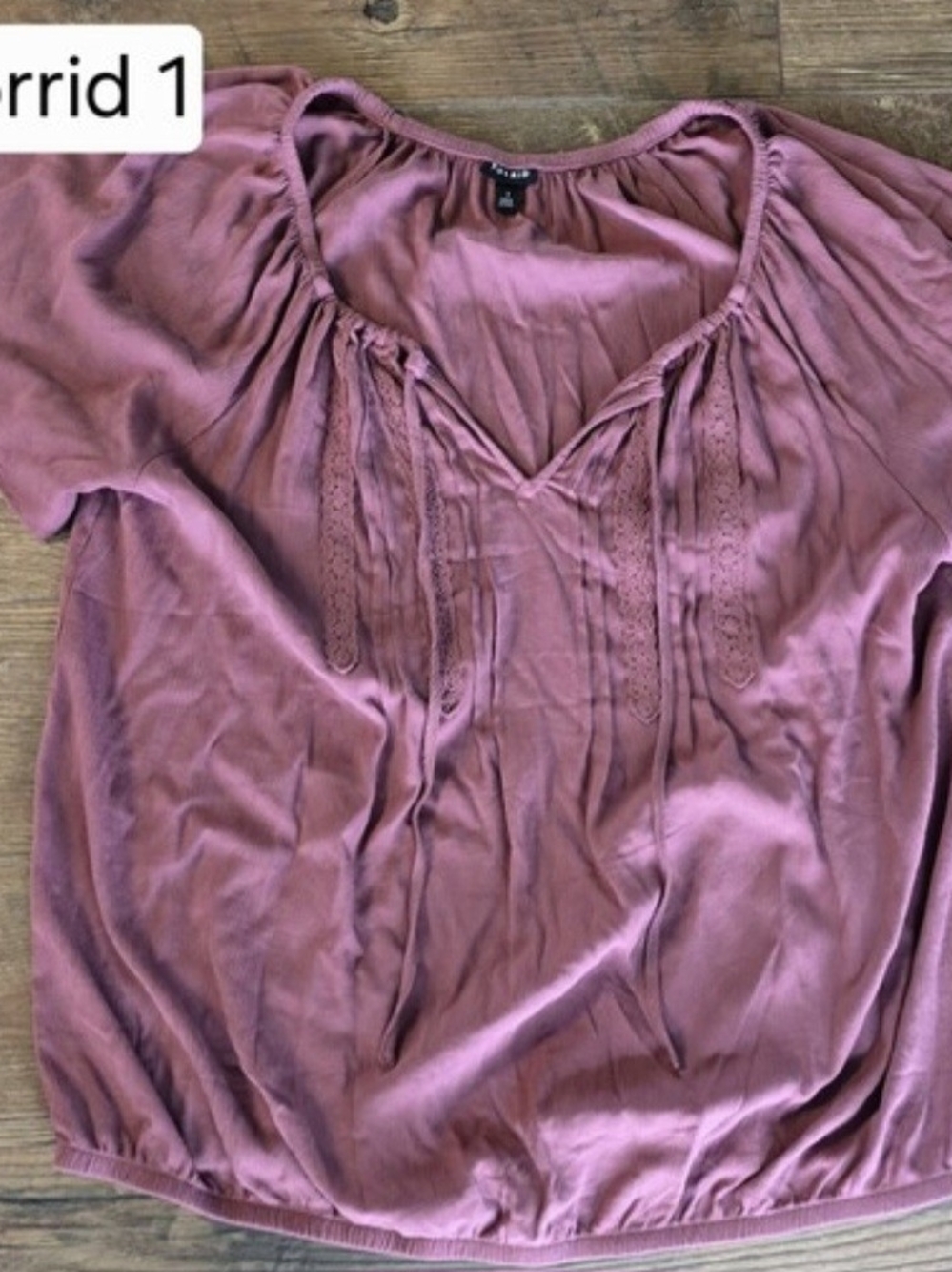 torrid Mauve Lace-Tie Peasant Blouse
